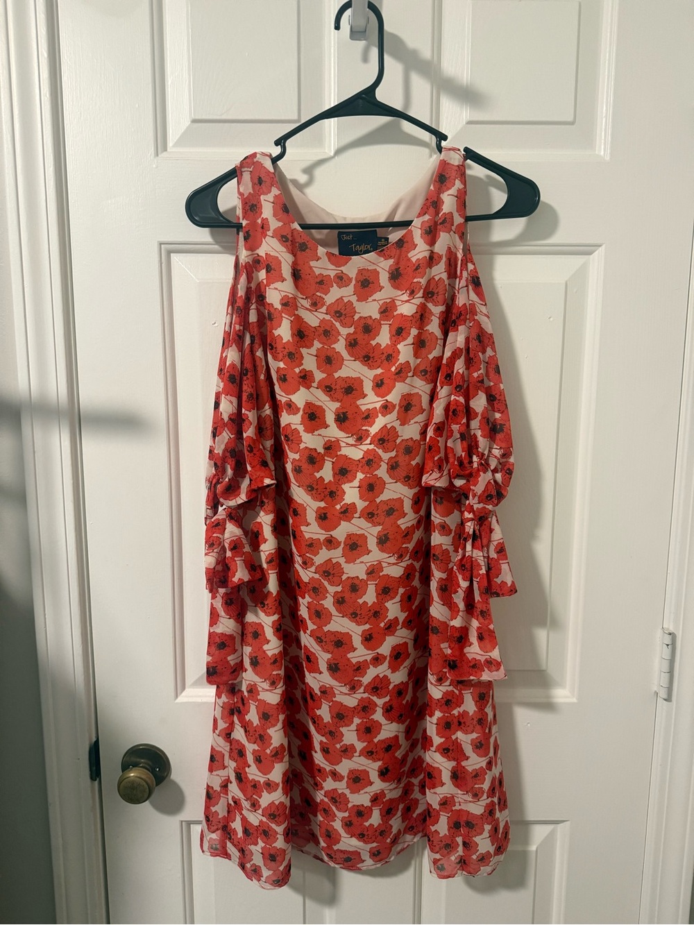 Just...Taylor Red Floral Cold-Shoulder Midi Dress